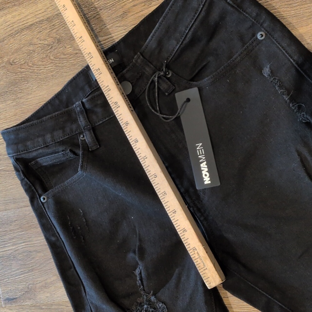 Nova Men Black Distressed Point Of View Skinny Jeans Size 30 - Picture 12 of 12